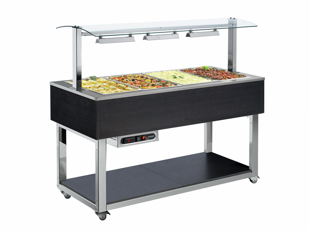 Büfett-Element Bain-Marie Wanne 1494 mm GN 4/1 Vollverkleidung Wenge